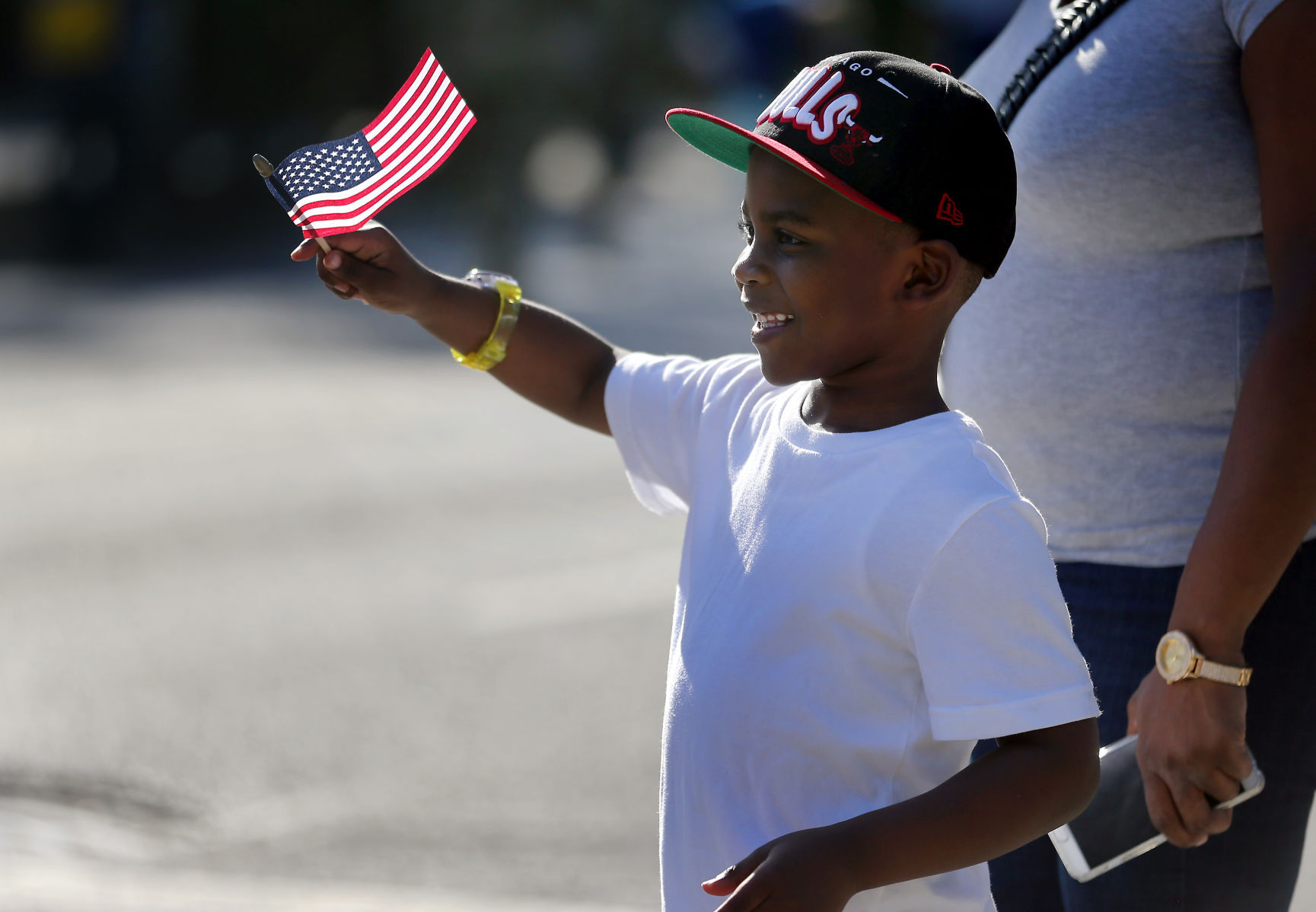kid at Veterans Day parade